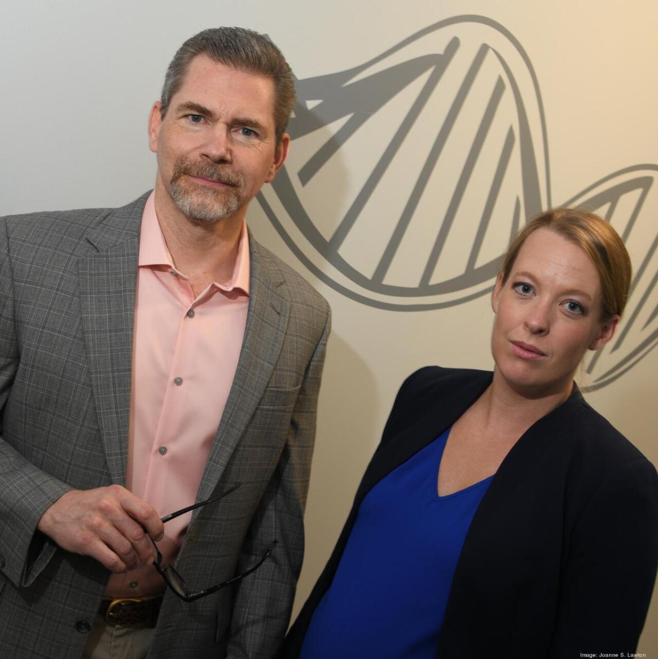 Steven Armentrout, Parabon's co-founder and CEO, left, and Ellen McRae Greytak, its director of bioinformatics