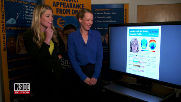 Inside Edition producer Alison Hall and Parabon NanoLabs' Director of Bioinformatics, Dr. Ellen Graytak, review Alison's Snapshot® DNA Phenotyping Results