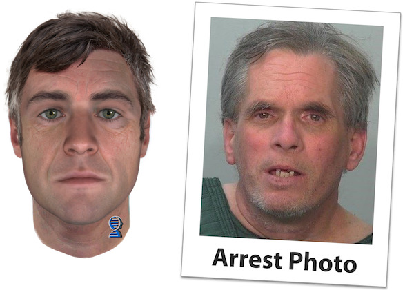 Comparison of Parabon Snapshot Prediction and Actual Arrest Photo of John D. Miller