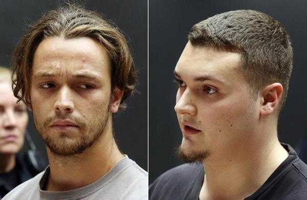 Tyler Grenon, 20, of Attleboro, RI, left, and Matthew Dusseault, 23, of Woonsocket, RI, at their arraignment