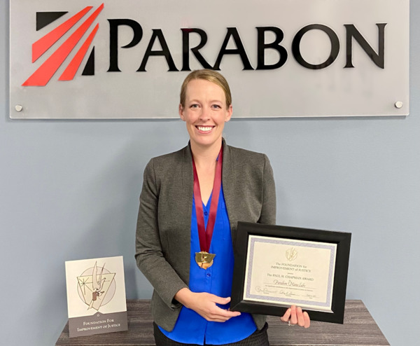 Dr. Ellen Greytak with Paul H. Chapman Award from the Foundation for Improvement of Justice